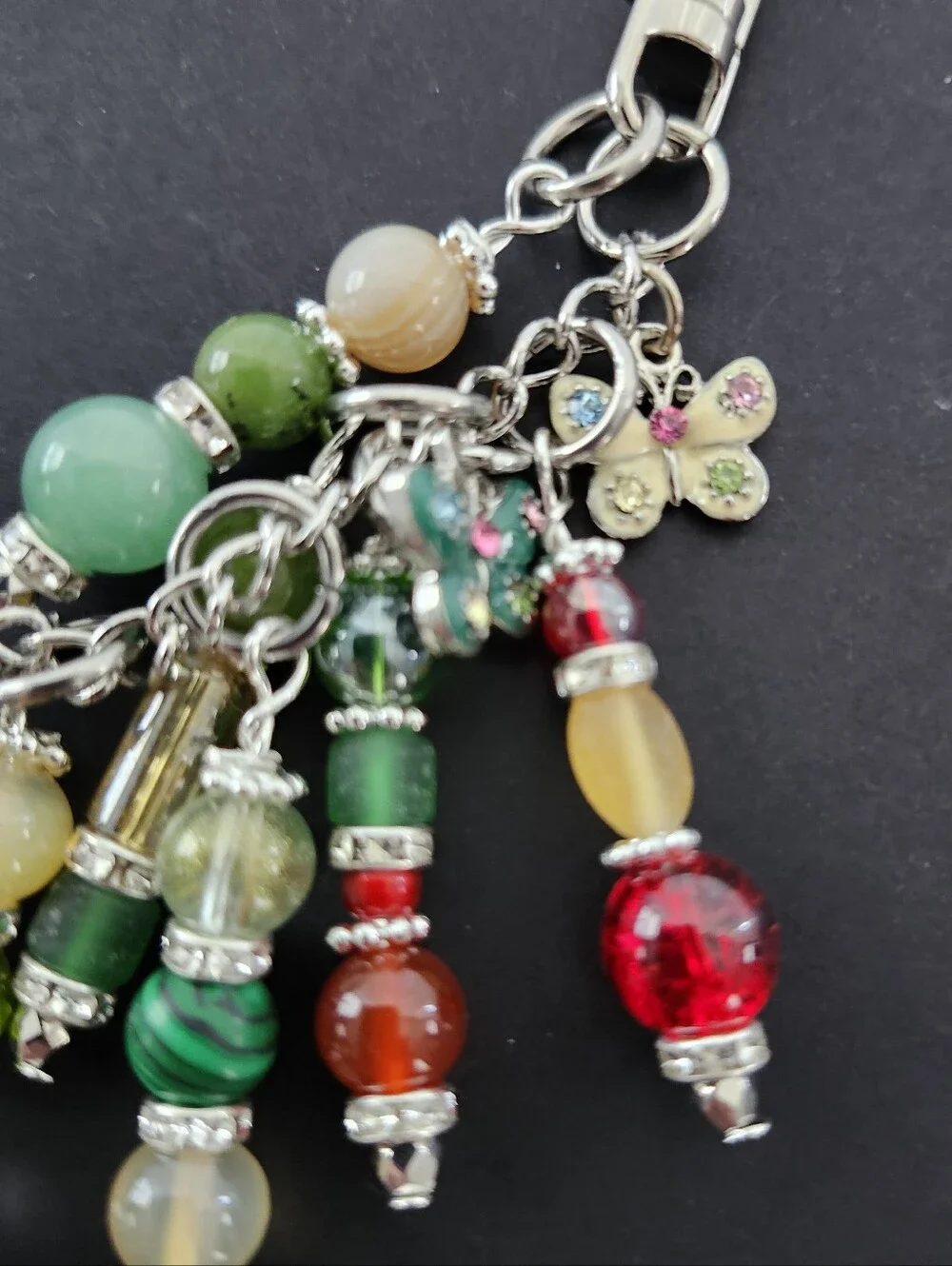 Butterfly Purse Charm or Keychain Carnelian Aventurine Handcrafted
